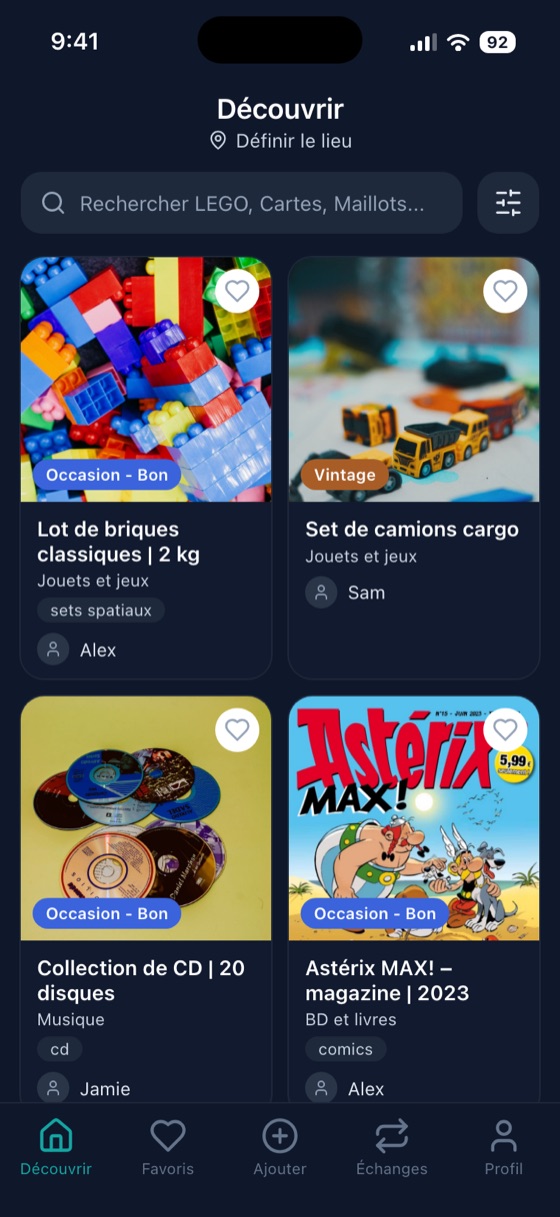 SwapHive: Découverte locale